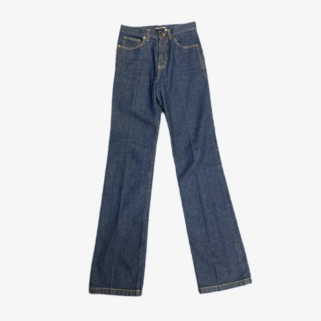 Saint Laurent Women's Dark Blue Straight Leg Jeans