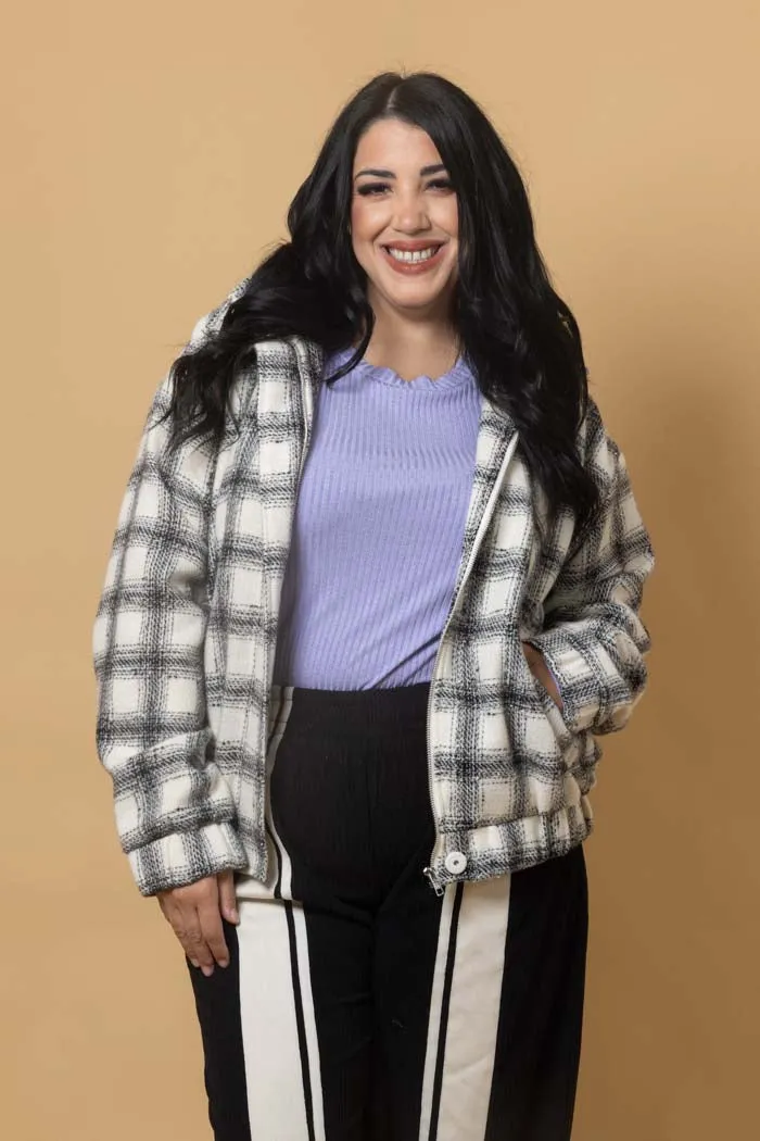 Saskia Bomber Jacket - Black Check
