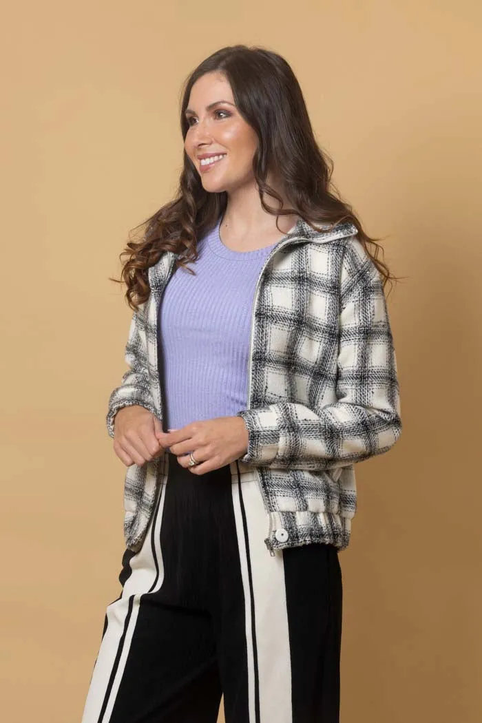 Saskia Bomber Jacket - Black Check