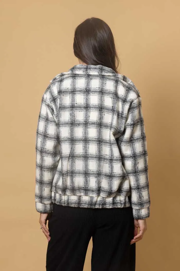 Saskia Bomber Jacket - Black Check