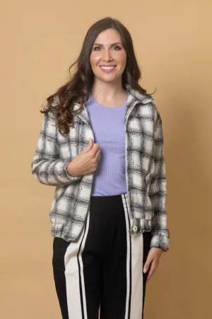 Saskia Bomber Jacket - Black Check