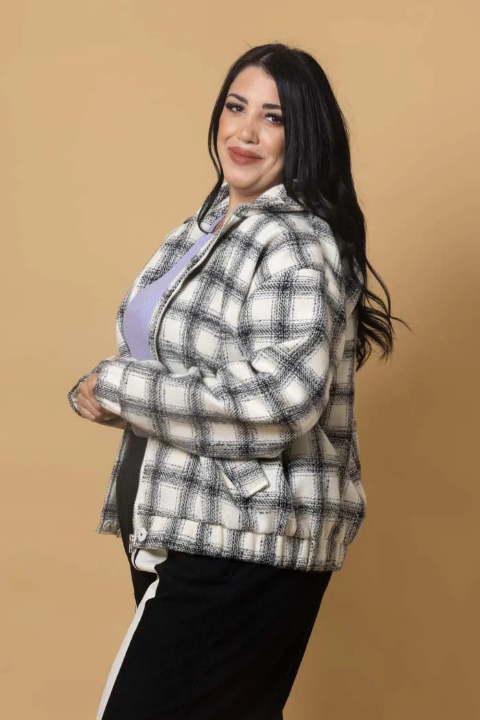 Saskia Bomber Jacket - Black Check