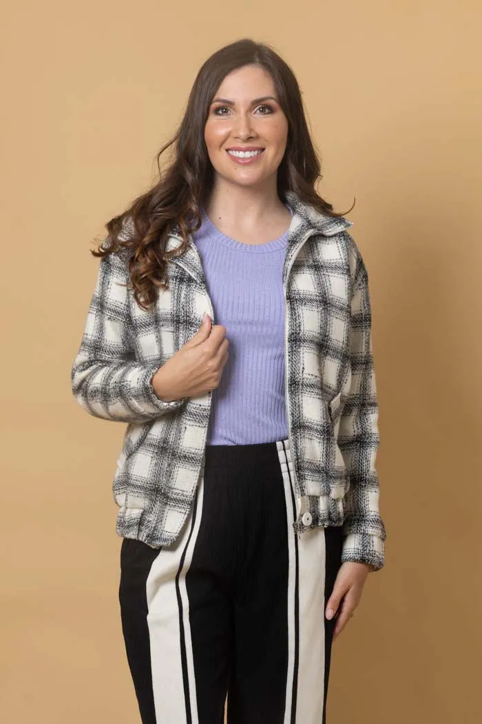 Saskia Bomber Jacket - Black Check