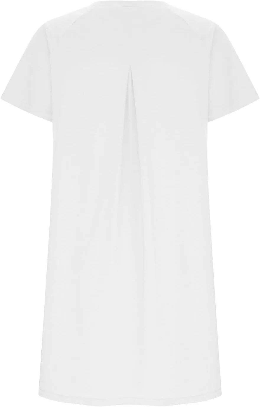 Sun Dresses Women Casual Loose Fit Short Sleeve Crew Neck Mini Dress Summer Knee Length T Shirt Dress with Pockets