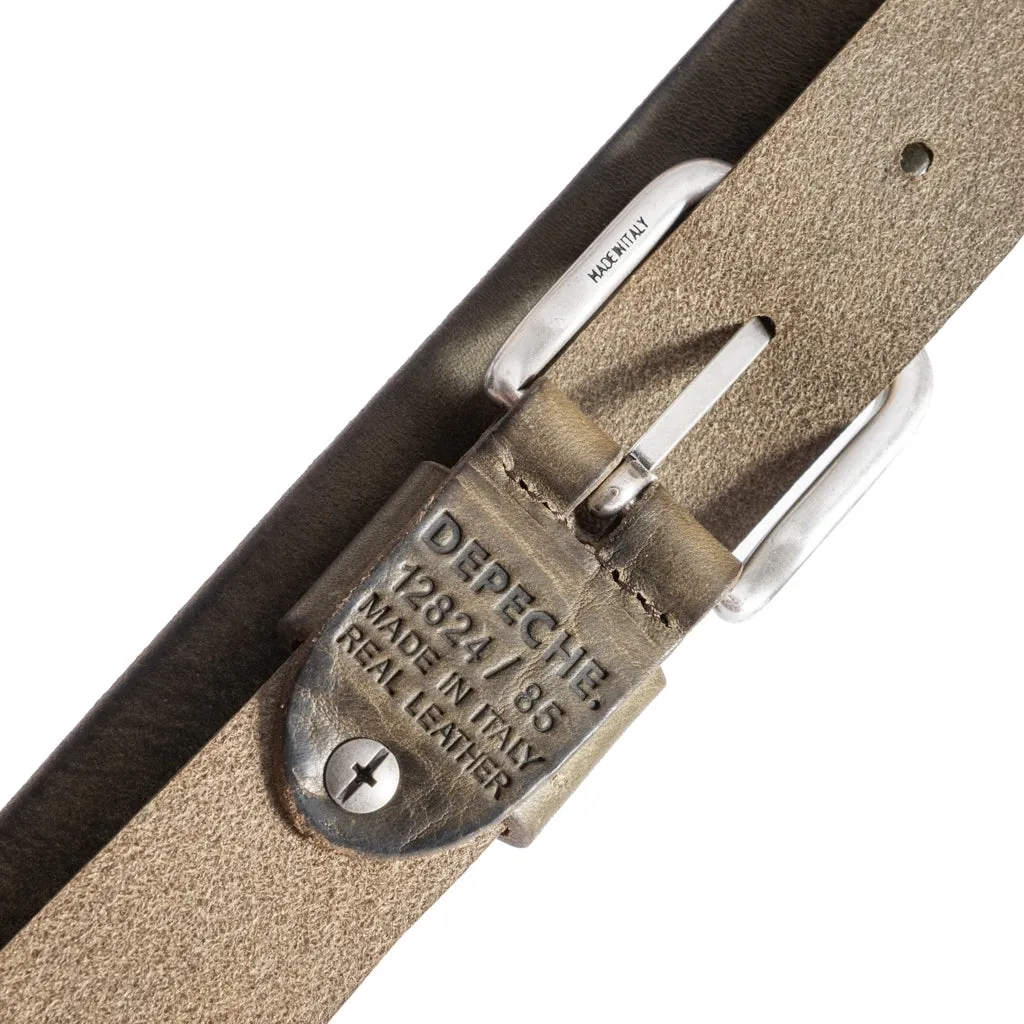 Timeless belt in leather quality / 12824 - Army Green