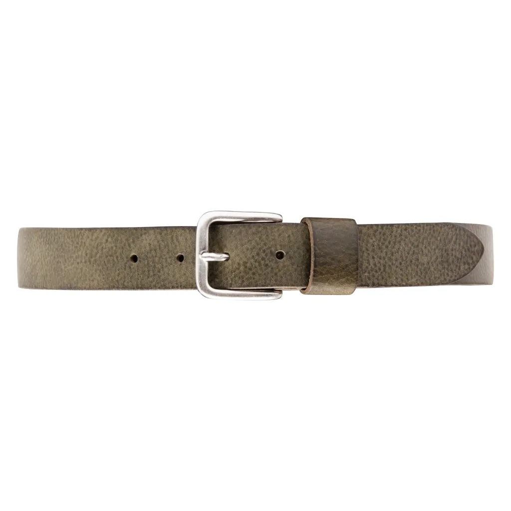Timeless belt in leather quality / 12824 - Army Green