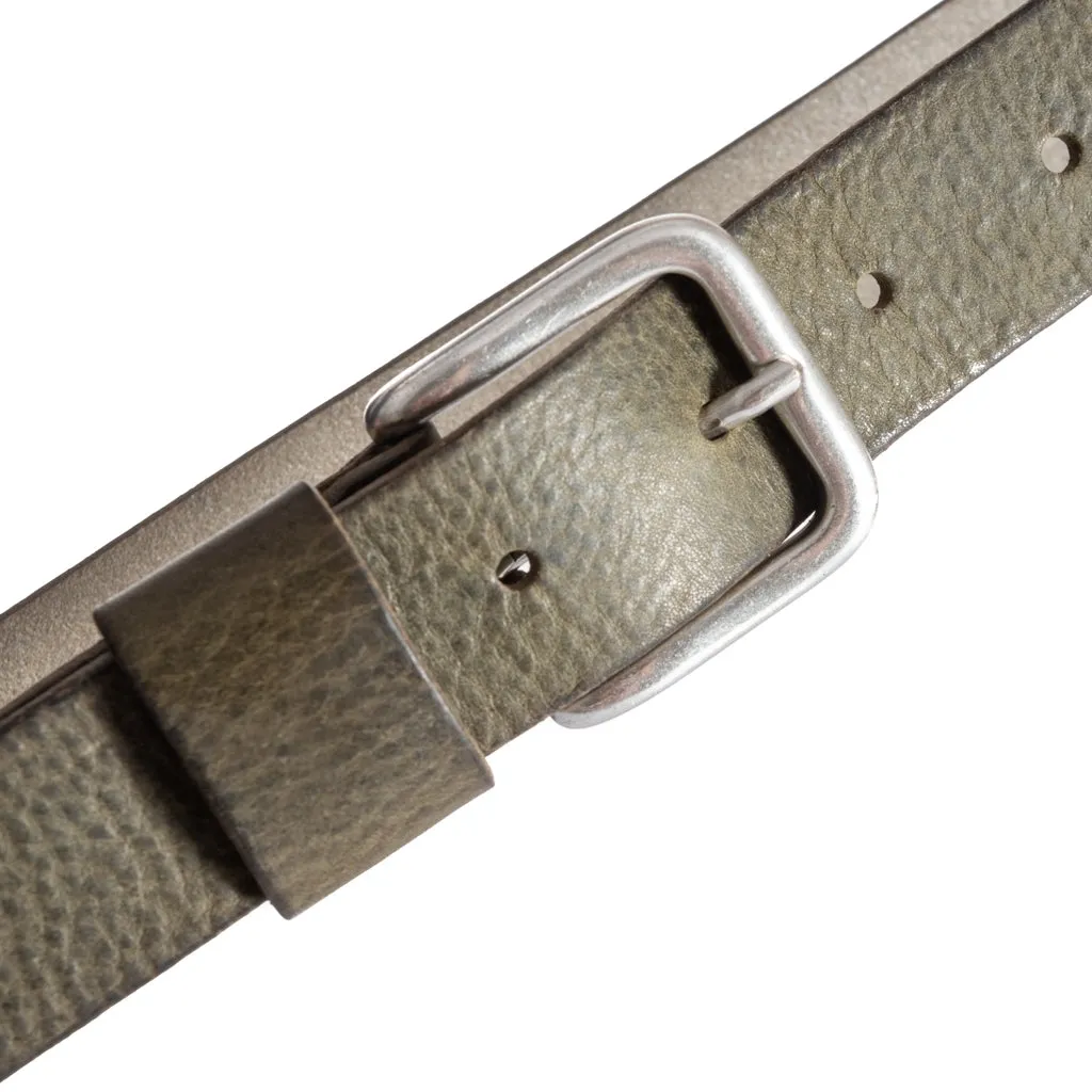 Timeless belt in leather quality / 12824 - Army Green