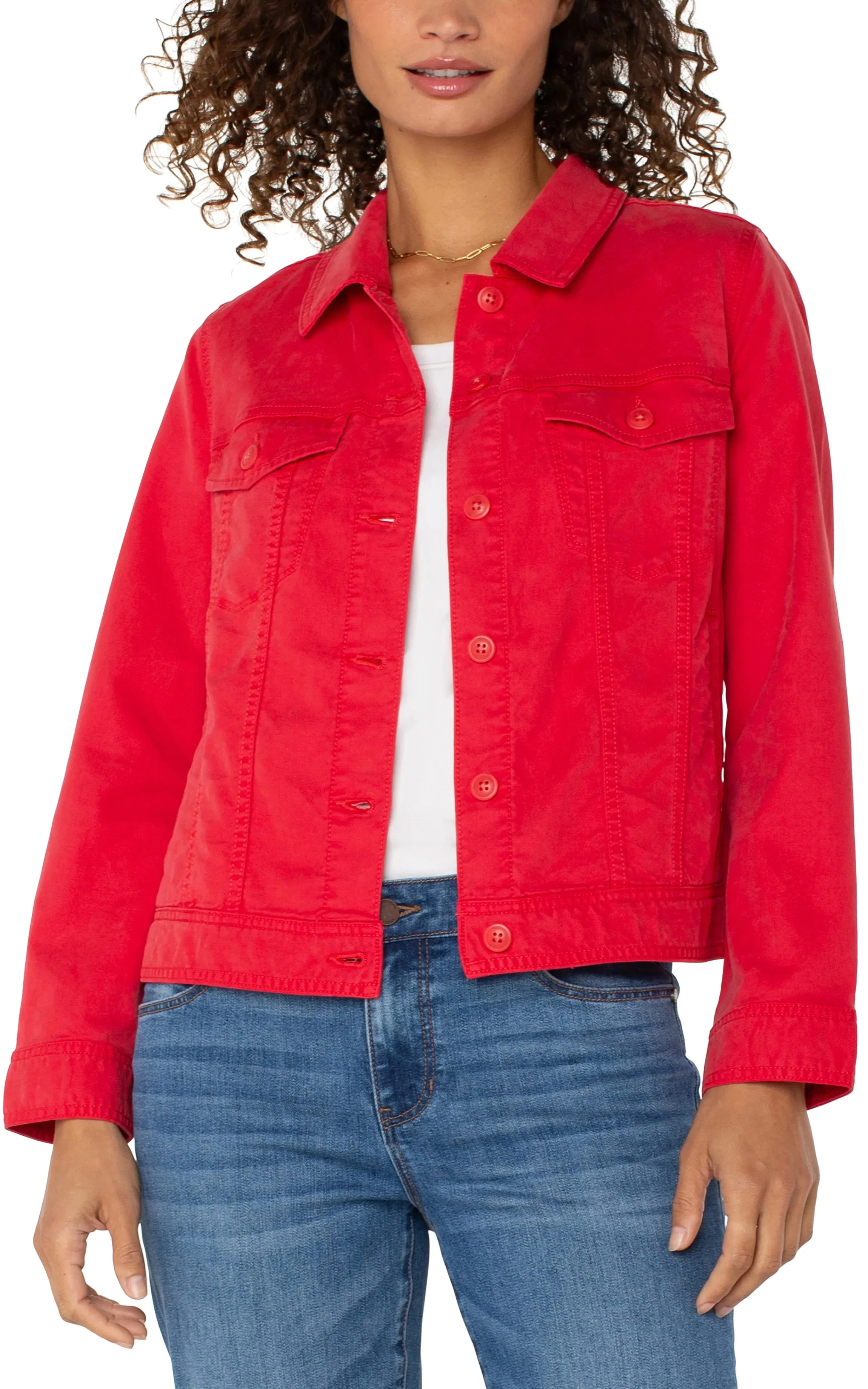 Trucker Jacket with Shirred Back in Gernaium