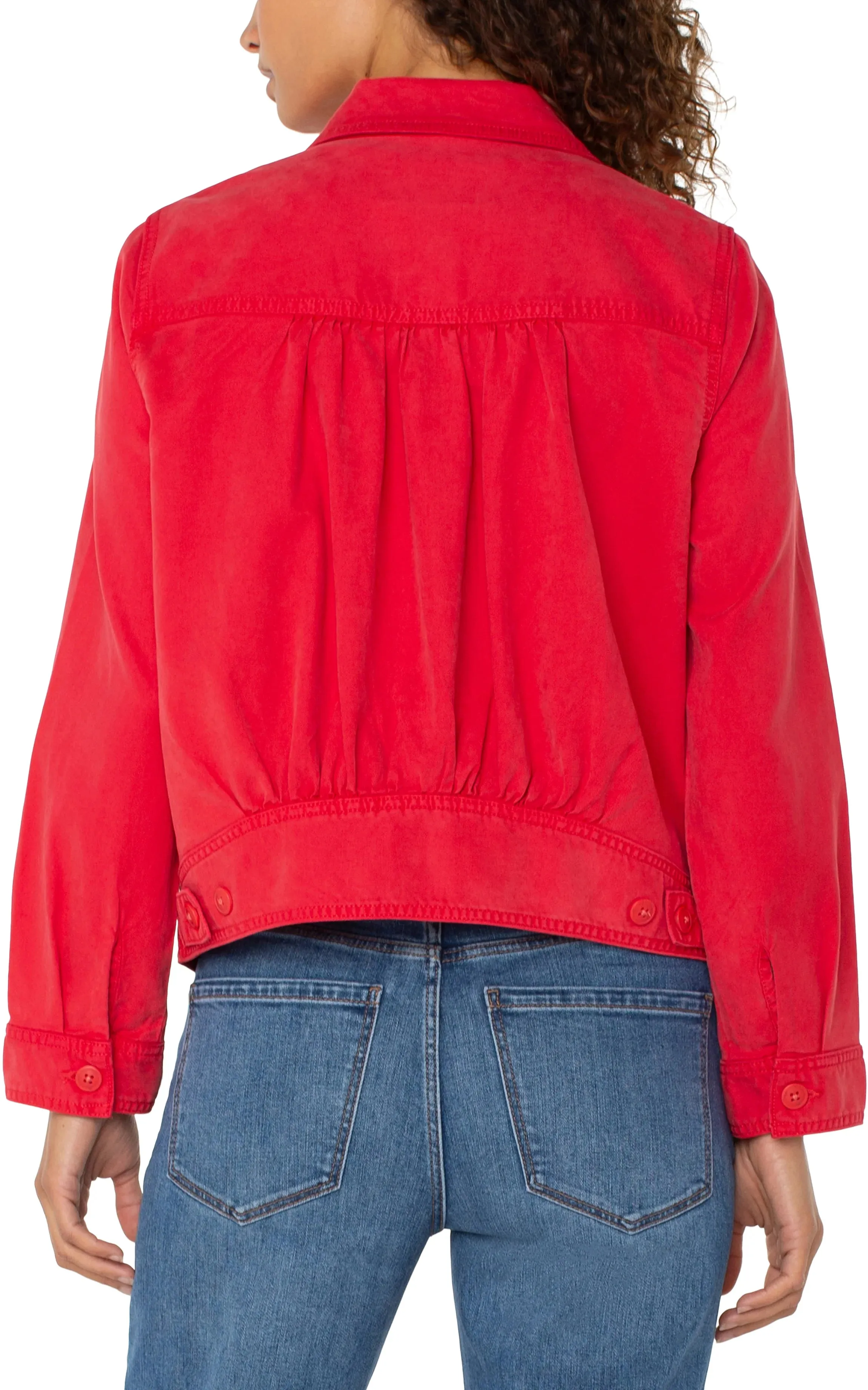 Trucker Jacket with Shirred Back in Gernaium