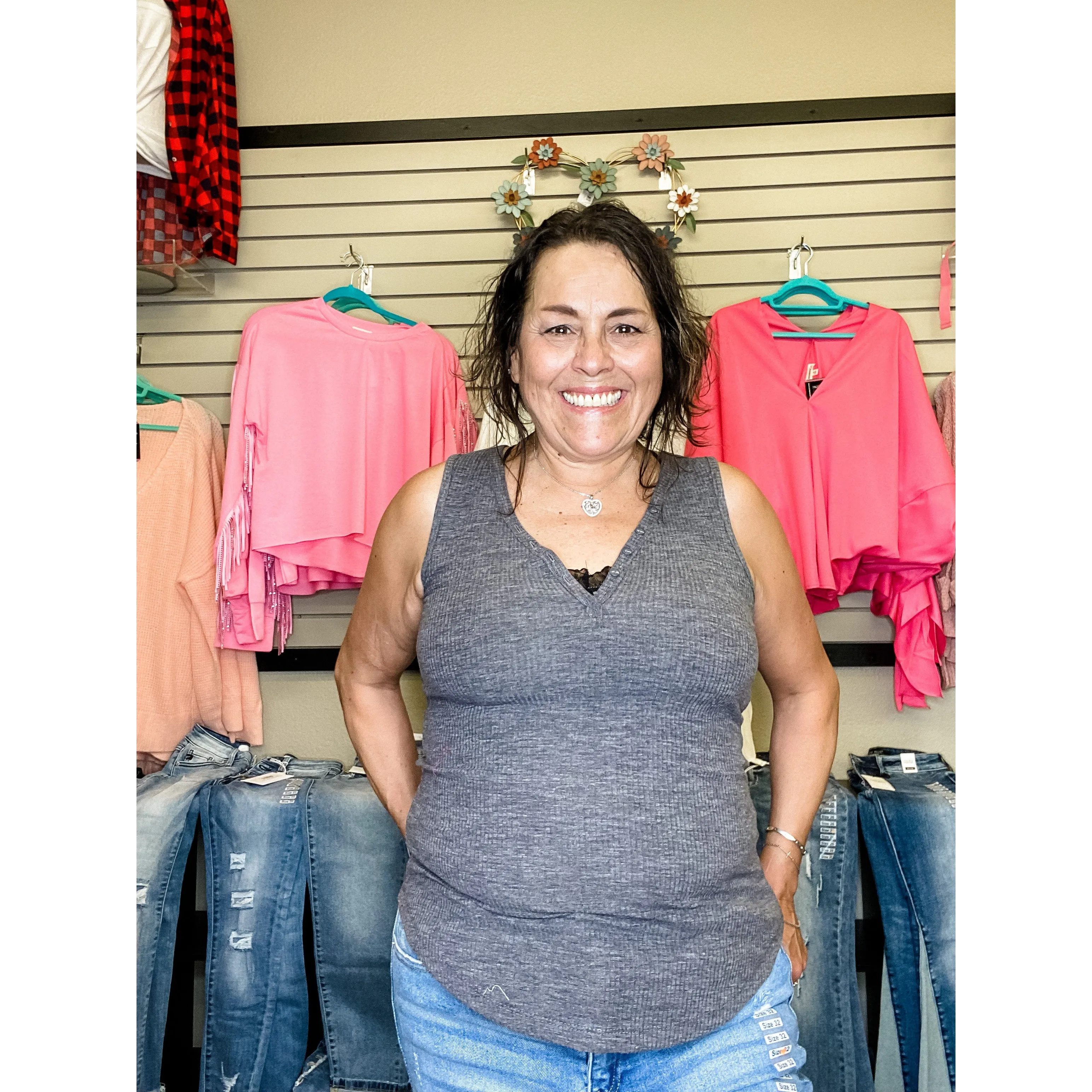 🟢V Neck Henley Style Tank