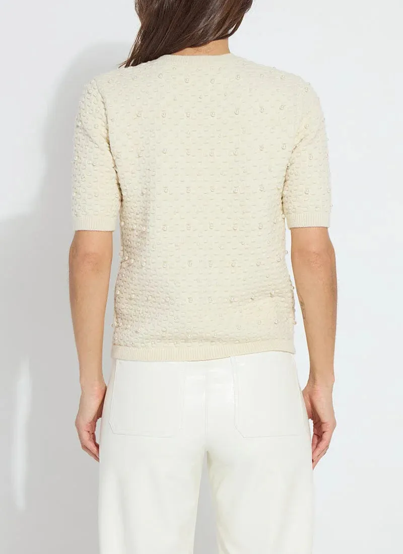 Valentina Pearl Short Sleeve Sweater in Icing - Lysse 21-3457-M7