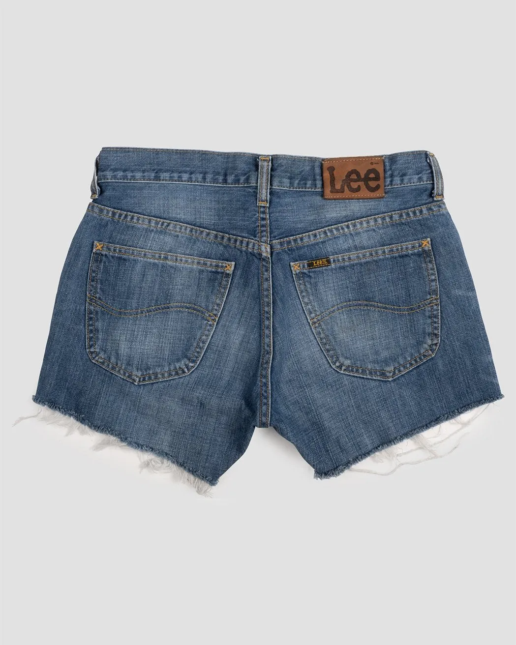 vintage medium wash lee denim short
