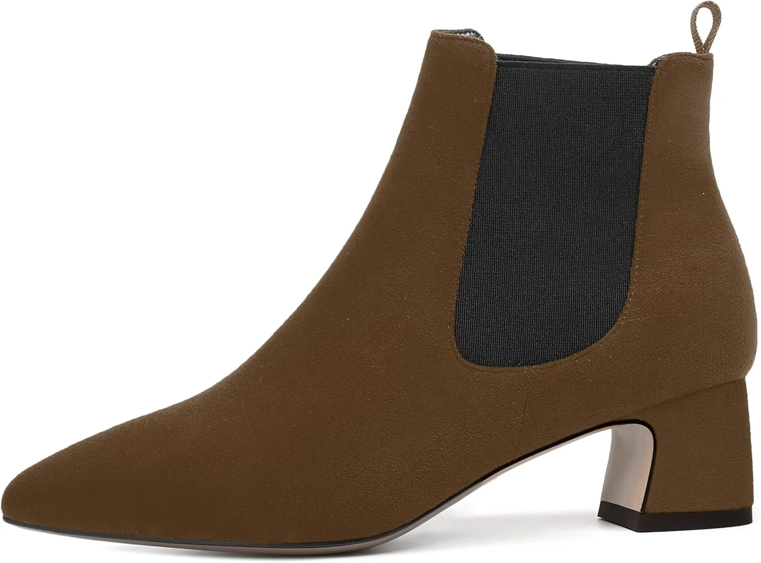 WAYDERNS Womens Suede Solid Dress Pointed Toe Bungee Evening Chunky Low Heel Ankle High Boots 2 Inch