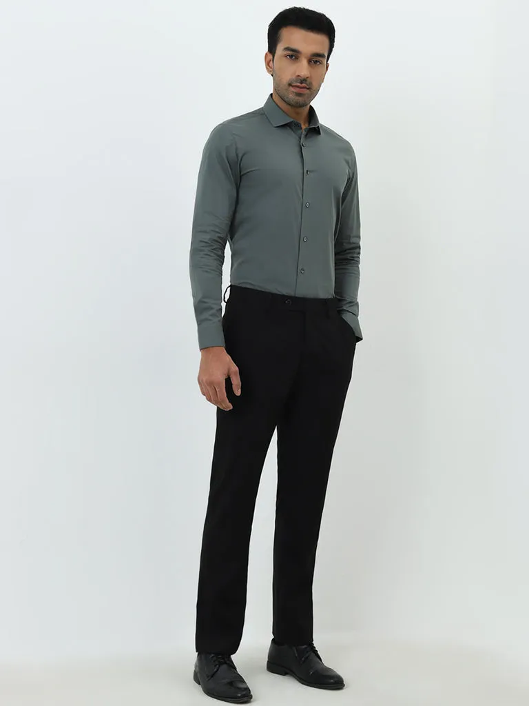 WES Formals Dark Sage Ultra Slim-Fit Cotton-Blend Shirt