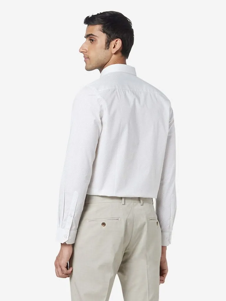 WES Formals White Self-Pattern Shirt