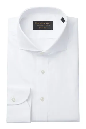 White Poplin Cutaway Collar Tailored Fit Single Cuff Shirt