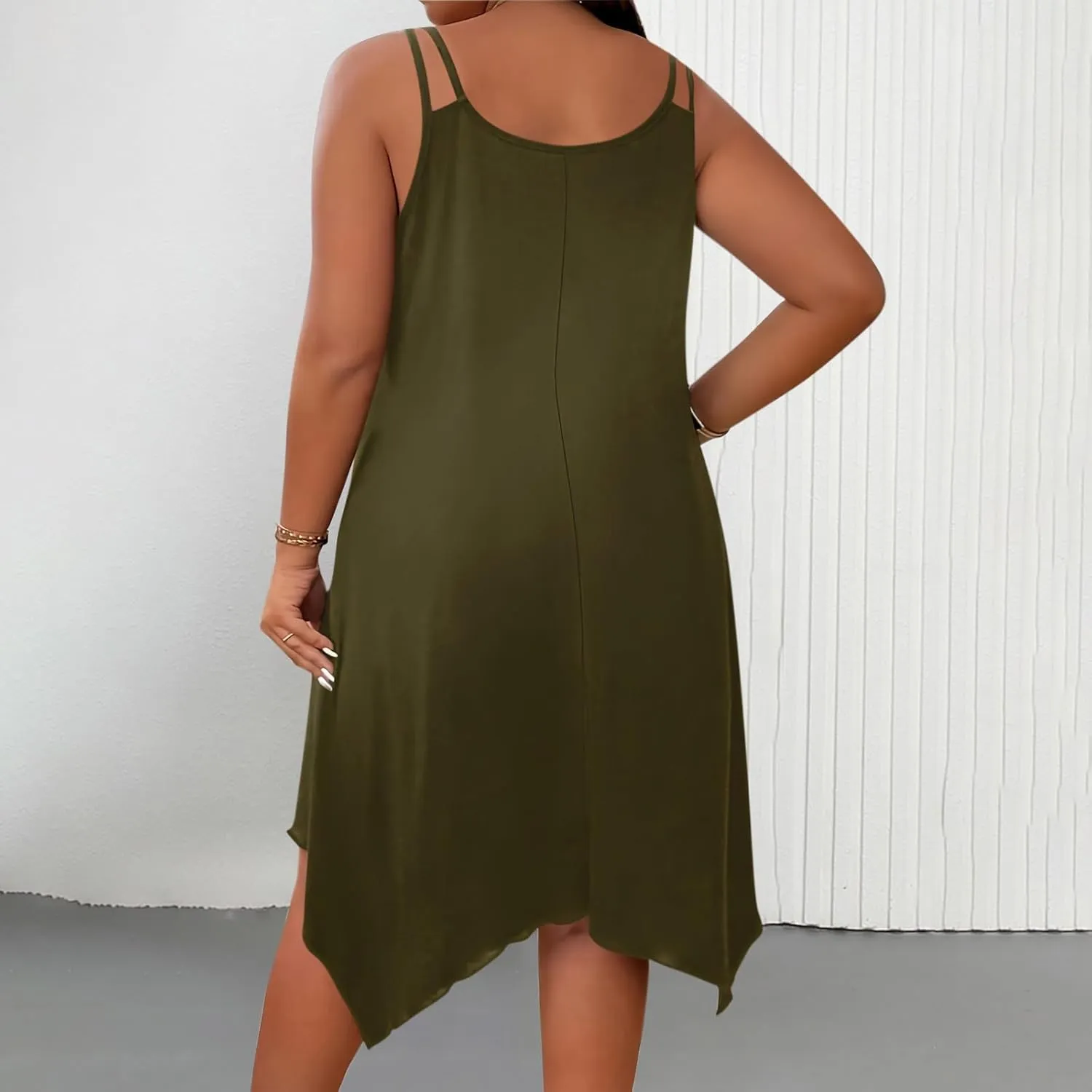 Women's Boho Flowy Midi Dress Plus Size Summer Casual Sleeveless Cami Dress Beach Vacation Swing Sundresses