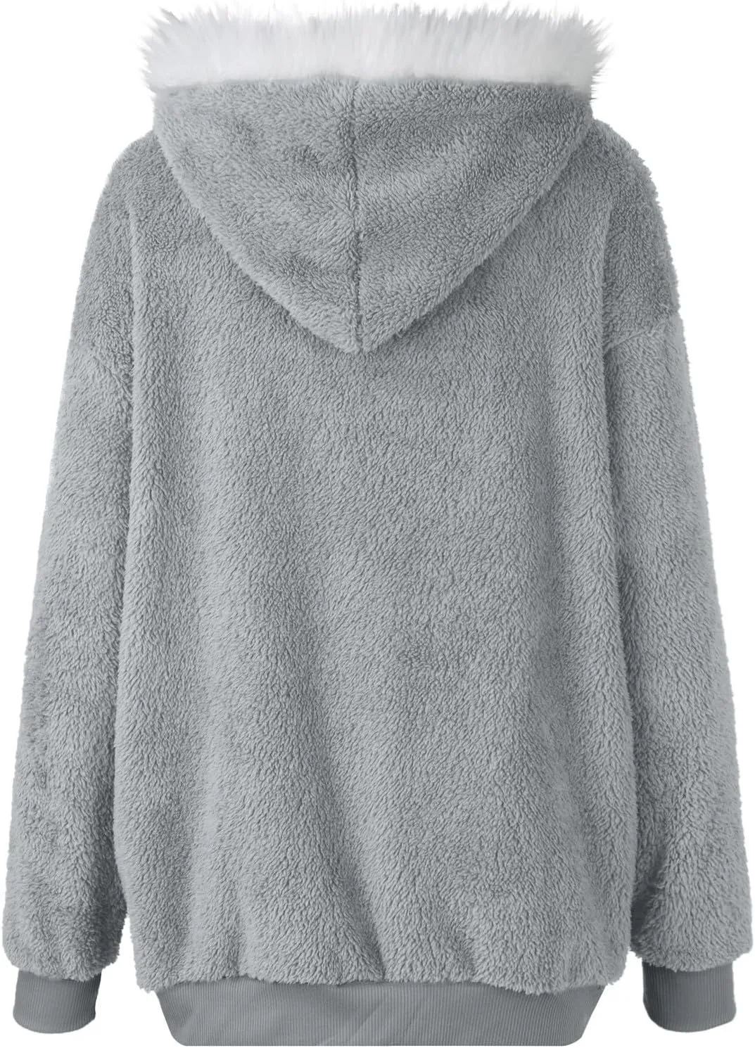 Womens Coats Fuzzy Fleece Cardigan Winter Warm Zip Up Hooded Sherpa Jackets 2024 Fluffy Outerwear with Pocket S-5XL