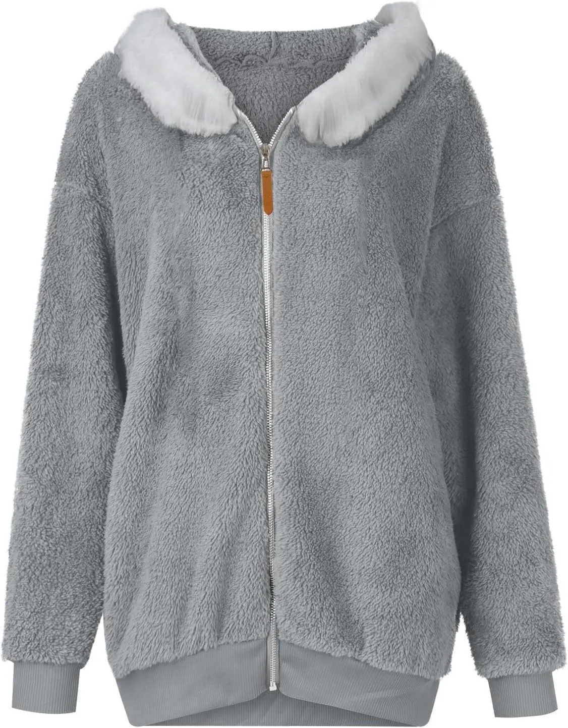 Womens Coats Fuzzy Fleece Cardigan Winter Warm Zip Up Hooded Sherpa Jackets 2024 Fluffy Outerwear with Pocket S-5XL