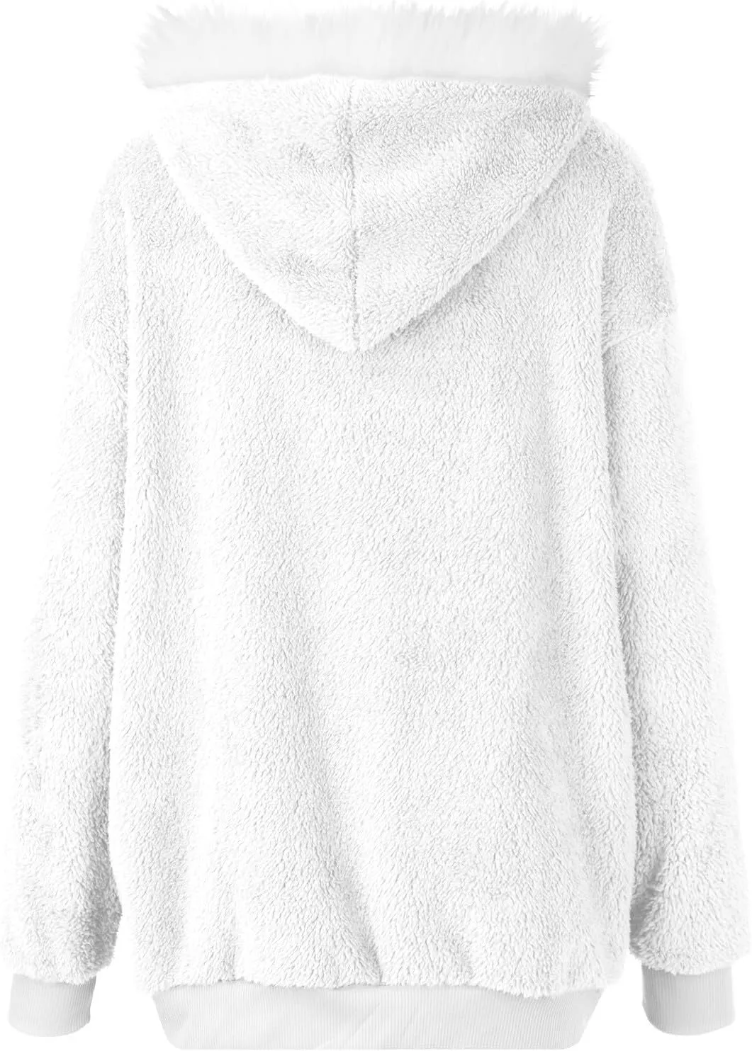 Womens Coats Fuzzy Fleece Cardigan Winter Warm Zip Up Hooded Sherpa Jackets 2024 Fluffy Outerwear with Pocket S-5XL