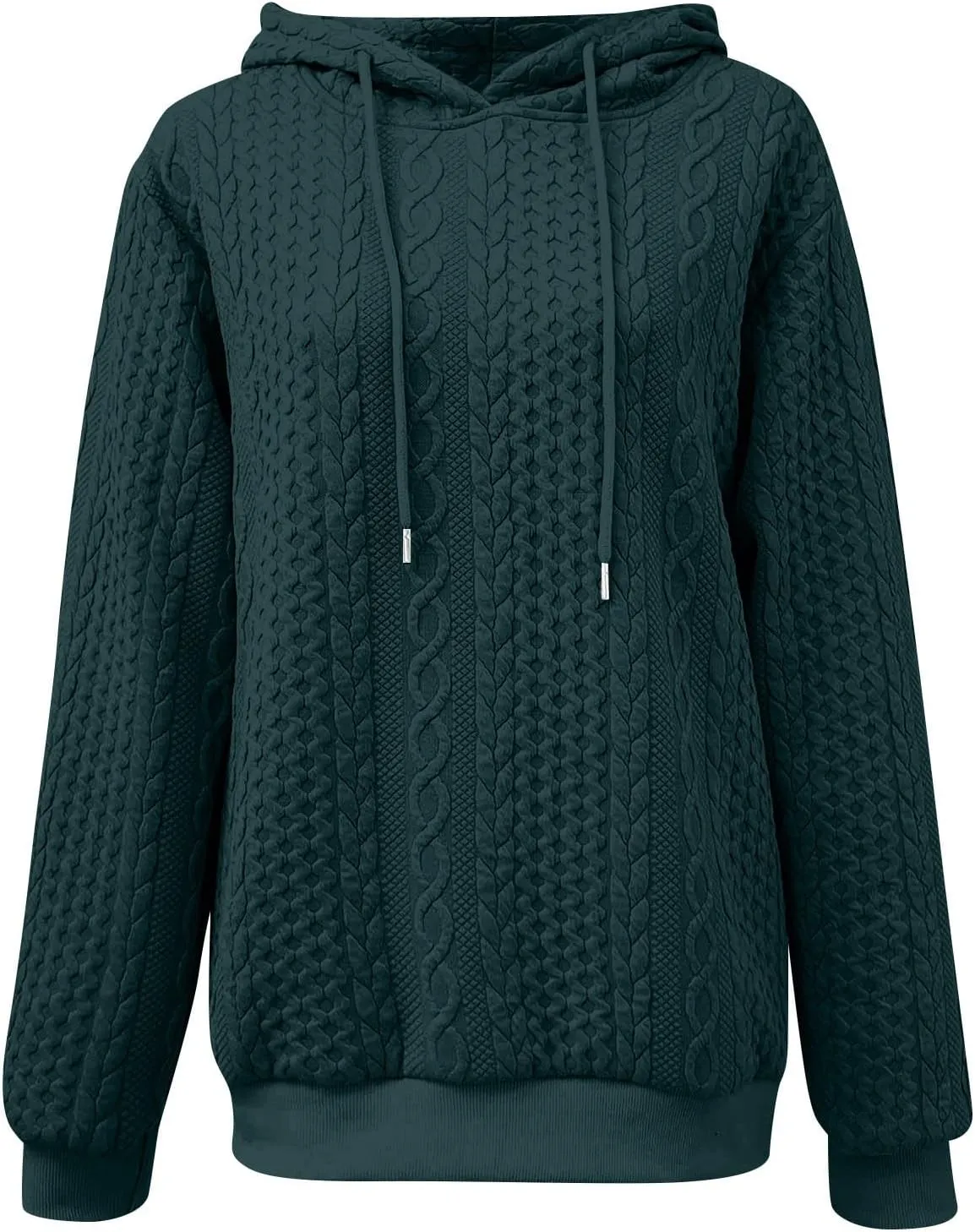 Women's Hoodie Long Sleeve Knit Solid Color Drawstring Sweatshirts 2024 Fall Winter Fashion Warm Pullover Hoodies