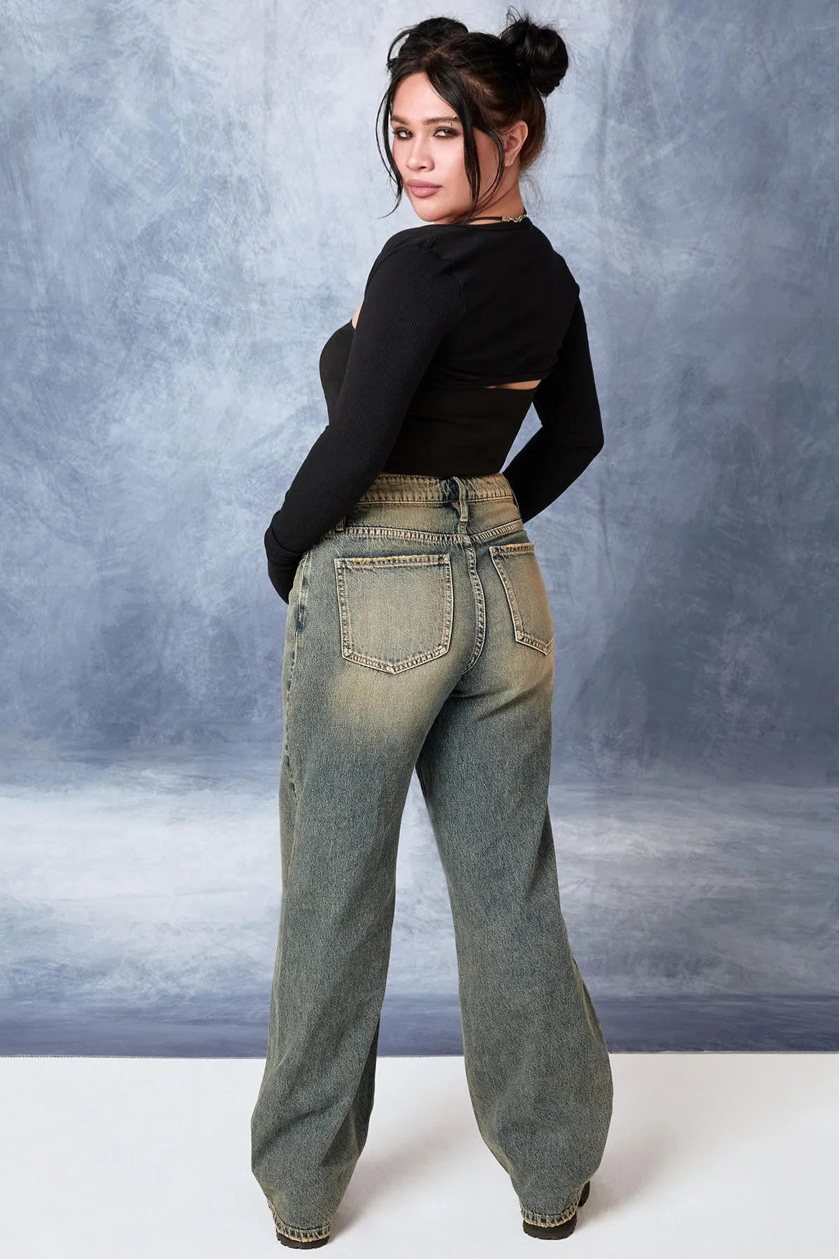 Women's Relaxed Wide Leg Rigid Denim Jeans