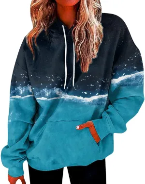 Womens Sweatshirts Fall 2023, Women's Fashion Loose Casual Daily Long Sleeve Gradient Patchwork Sweatshirts