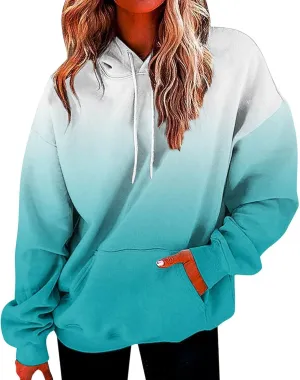 Womens Sweatshirts Fall 2023, Women's Fashion Loose Casual Daily Long Sleeve Gradient Patchwork Sweatshirts