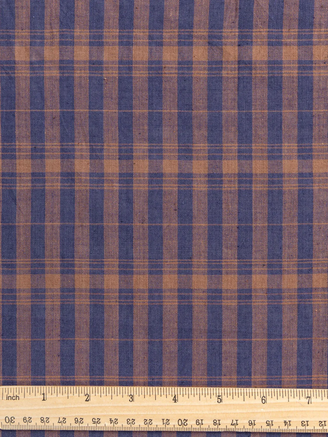 Yarn Dyed Handwoven Contrast Check Cotton - Navy   Mahogany - Swatch