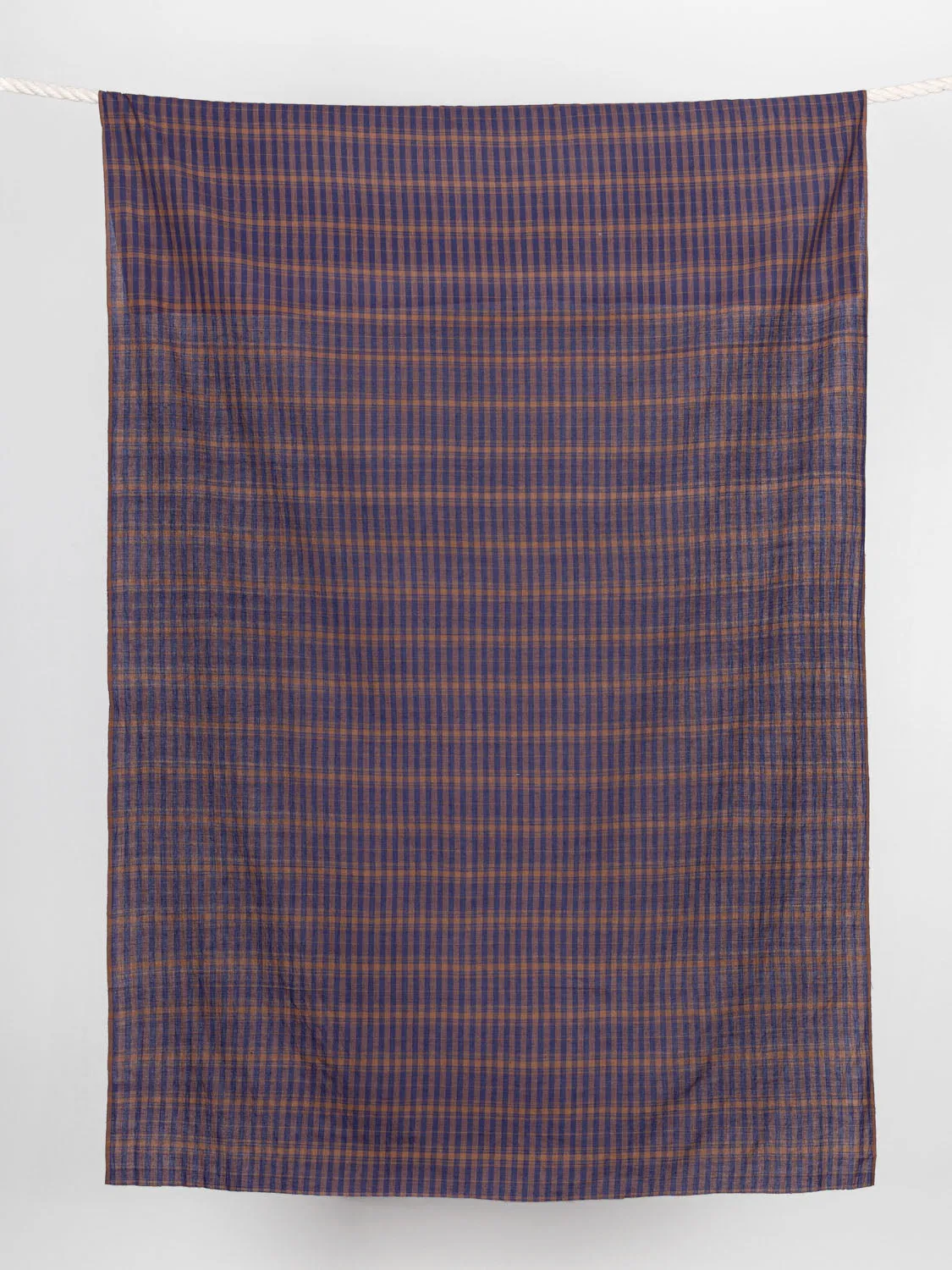 Yarn Dyed Handwoven Contrast Check Cotton - Navy   Mahogany - Swatch